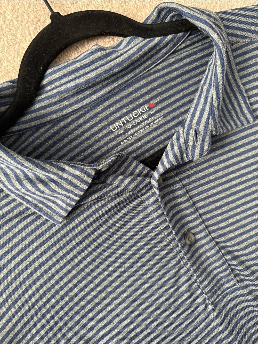 UNTUCKit navy and gray striped golf polo shirt- Size XXL